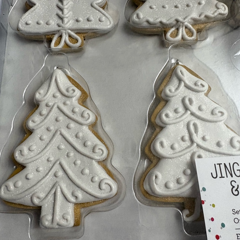 Jingles and Joy Christmas Frosted Gingerbread Tree Cookie Ornaments - Picture 2 of 4